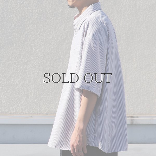 画像4: TECH サッカー ストライプ ボタンダウン ボクシーAライン ハーフスリーブ シャツ【MADE IN JAPAN】『日本製』/ Upscape Audience