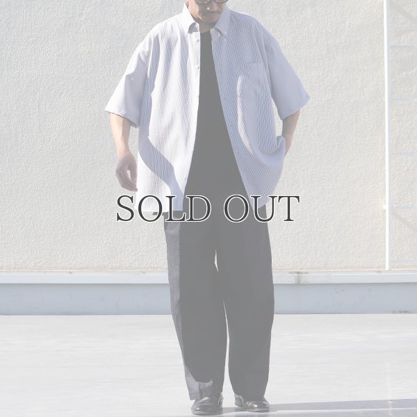 画像6: TECH サッカー ストライプ ボタンダウン ボクシーAライン ハーフスリーブ シャツ【MADE IN JAPAN】『日本製』/ Upscape Audience