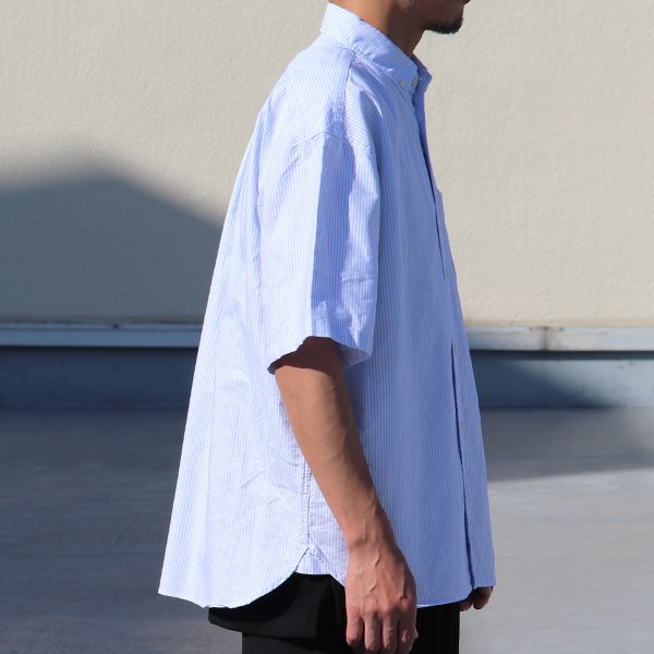 画像7: 播州織オックスフォードストライプ ボタンダウン ボクシーAライン ハーフスリーブシャツ【MADE IN JAPAN】『日本製』/ Upscape Audience