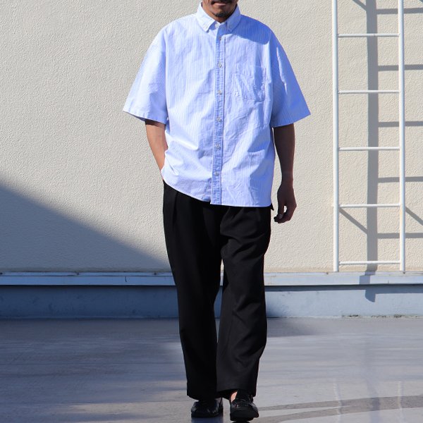 画像6: 播州織オックスフォードストライプ ボタンダウン ボクシーAライン ハーフスリーブシャツ【MADE IN JAPAN】『日本製』/ Upscape Audience