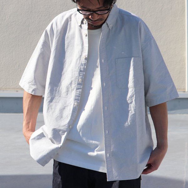 画像4: 播州織オックスフォード ボタンダウン ボクシーAライン ハーフスリーブシャツ【MADE IN JAPAN】『日本製』/ Upscape Audience