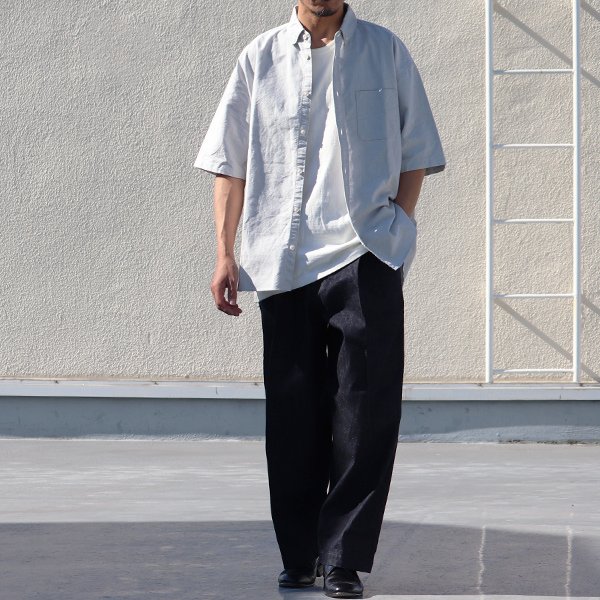 画像7: 播州織オックスフォード ボタンダウン ボクシーAライン ハーフスリーブシャツ【MADE IN JAPAN】『日本製』/ Upscape Audience