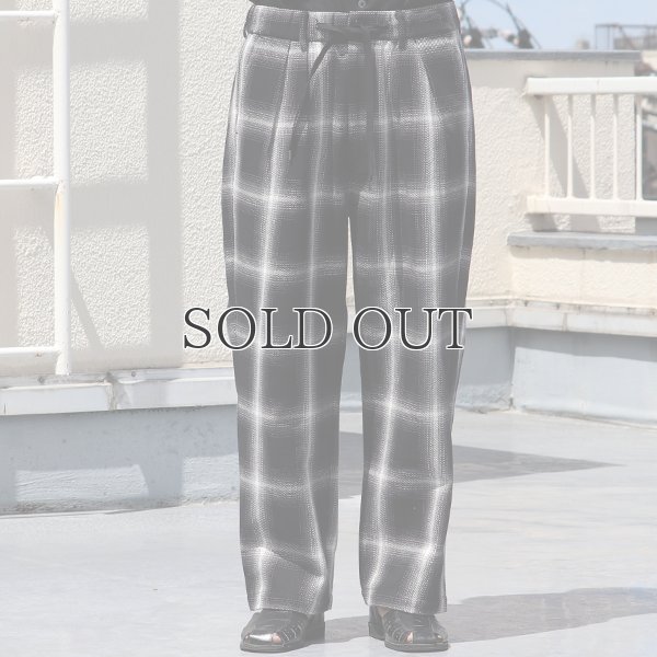 画像8: 10/2 ヘヴィツイル オンブレチェック 2タック ワイド イージーパンツ【MADE IN JAPAN】『日本製』【送料無料】/ Upscape Audience