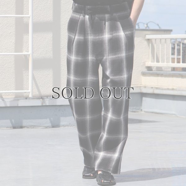 画像3: 10/2 ヘヴィツイル オンブレチェック 2タック ワイド イージーパンツ【MADE IN JAPAN】『日本製』【送料無料】/ Upscape Audience