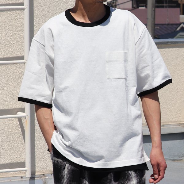 画像4: 丸胴ヘビーウェイト(度詰天竺）10オンス サイドスリット グラスポケ リンガーTシャツ【MADE IN JAPAN】『日本製』/ Upscape Audience