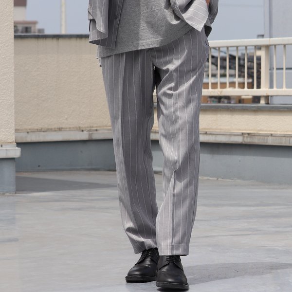 画像7: Reflax®(リフラクス) テック リネンライク LINON(リノン) ストライプ 2タック テーパード イージーパンツ【MADE IN JAPAN】『日本製』/ Upscape Audience