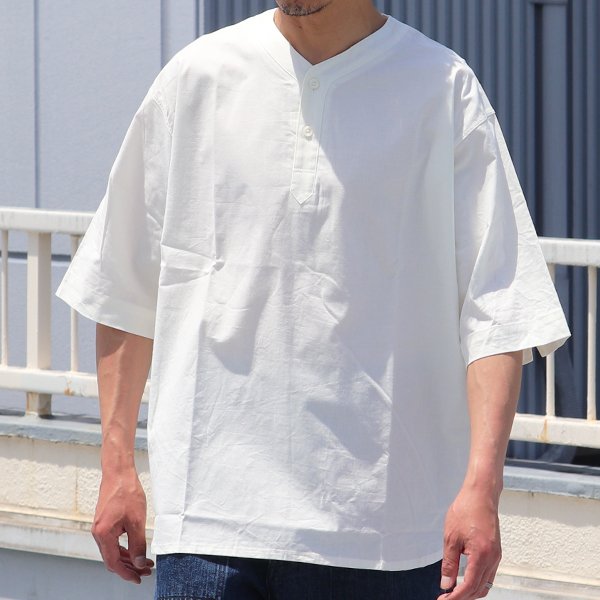 画像7: コットンシーチング ワッシャー Vネック スリーピング ハーフスリーブシャツ【MADE IN JAPAN】『日本製』/ Upscape Audience