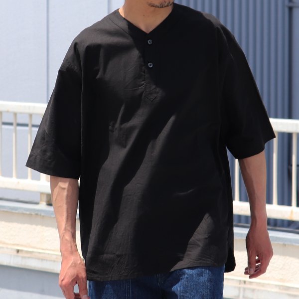 画像9: コットンシーチング ワッシャー Vネック スリーピング ハーフスリーブシャツ【MADE IN JAPAN】『日本製』/ Upscape Audience