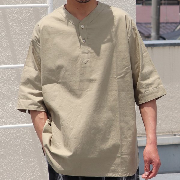 画像3: コットンシーチング ワッシャー Vネック スリーピング ハーフスリーブシャツ【MADE IN JAPAN】『日本製』/ Upscape Audience