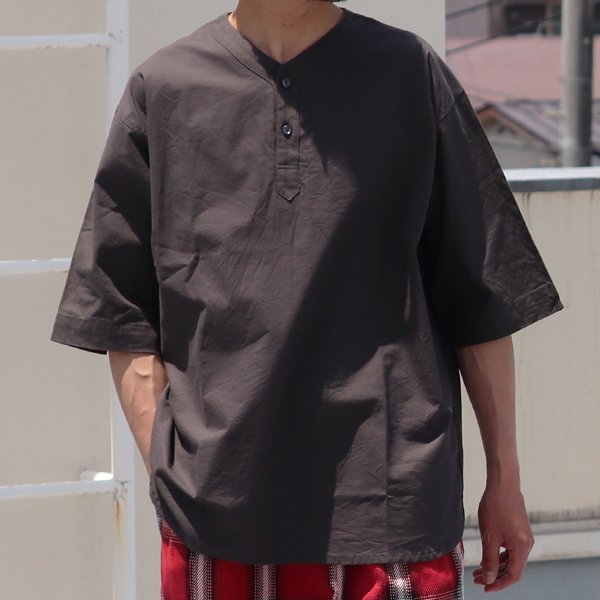 画像12: コットンシーチング ワッシャー Vネック スリーピング ハーフスリーブシャツ【MADE IN JAPAN】『日本製』/ Upscape Audience