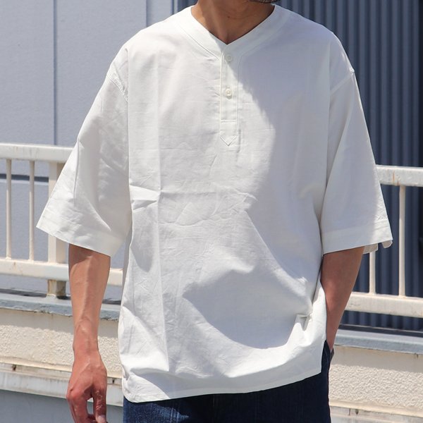 画像6: コットンシーチング ワッシャー Vネック スリーピング ハーフスリーブシャツ【MADE IN JAPAN】『日本製』/ Upscape Audience