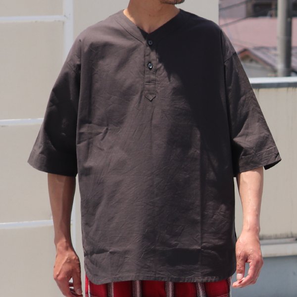 画像13: コットンシーチング ワッシャー Vネック スリーピング ハーフスリーブシャツ【MADE IN JAPAN】『日本製』/ Upscape Audience