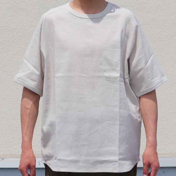 画像12: 綿麻 ワッシャーツイル サドルショルダー ハーフスリーブ 胸ポケ付き フハクTシャツ【MADE IN JAPAN】『日本製』/ Upscape Audience