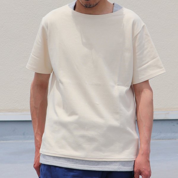 画像3: 【RE PRICE/価格改定】Basque 10オンス ( バスク天竺 )無地＆ボーダーボートネックレイヤード半袖カットソー【MADE IN JAPAN】『日本製』/ Upscape Audience