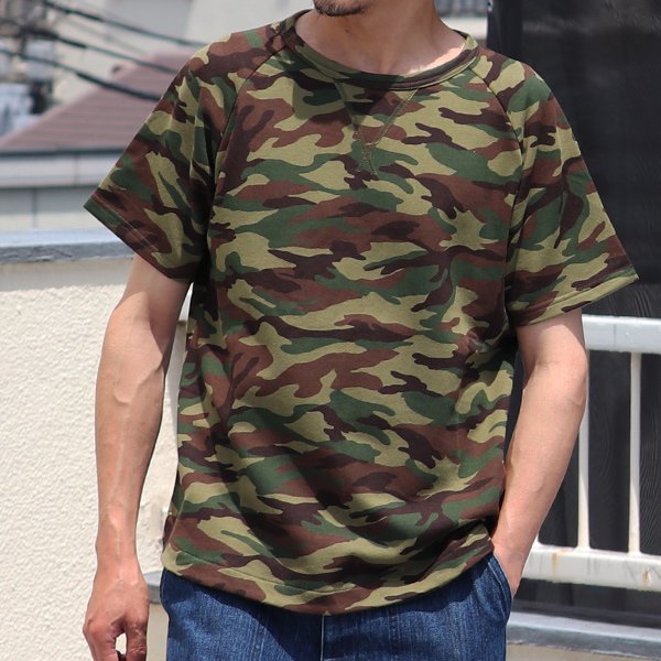 画像3: 【RE PRICE/価格改定】カモプリント裏毛ラグランスウェット半袖シャツ【MADE IN JAPAN】『日本製』/ Upscape Audience
