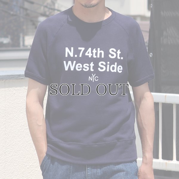 画像2: ソフトエアー裏毛"N.74th St. West Side"プリントラグラン半袖スウェットシャツ【MADE IN JAPAN】『日本製』/ Upscape Audience