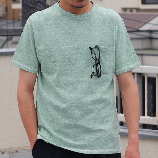 画像2: 【RE PRICE / 価格改定】吊り編み天竺オーバーラップクルーネックグラスポケ付半袖_TEE【MADE IN TOKYO】『東京製』  / Upscape Audience