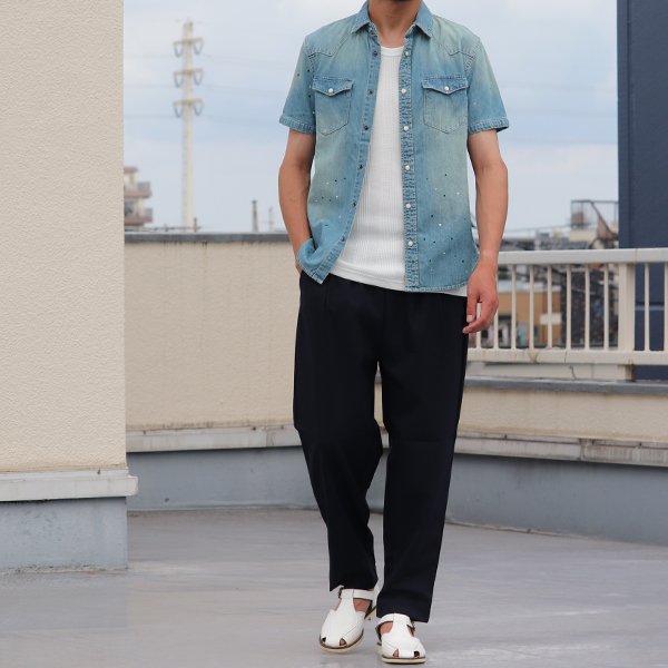 画像7: 【RE PRICE / 価格改定】ヴィンテージウォッシュ半袖デニムウェスタンシャツ / Audience