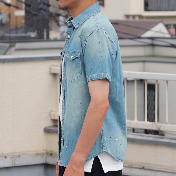 画像5: 【RE PRICE / 価格改定】ヴィンテージウォッシュ半袖デニムウェスタンシャツ / Audience