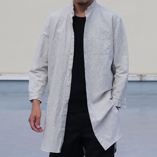 画像2: French Linen（フレンチリネン）綿麻交織ダンガリー ローマシャツコート【MADE IN JAPAN】『日本製』/ Upscape Audience