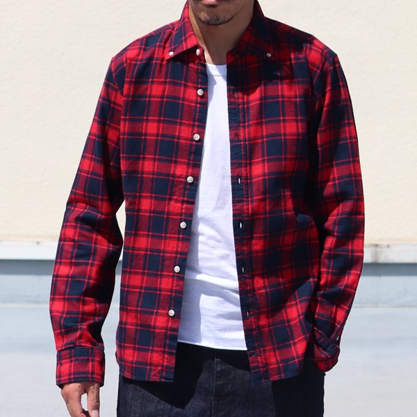 画像3: 【RE PRICE / 価格改定】コットンフランネルチェック ワイドスプレッドボタンダウン長袖シャツ【MADE IN JAPAN】『日本製』 / Upscape Audience