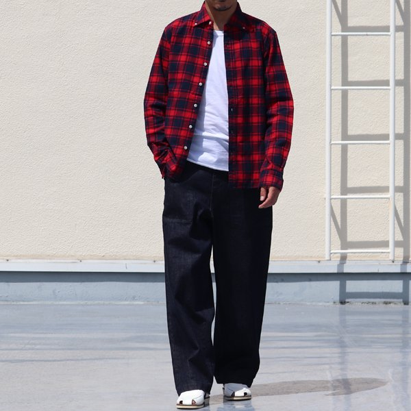 画像7: 【RE PRICE / 価格改定】コットンフランネルチェック ワイドスプレッドボタンダウン長袖シャツ【MADE IN JAPAN】『日本製』 / Upscape Audience