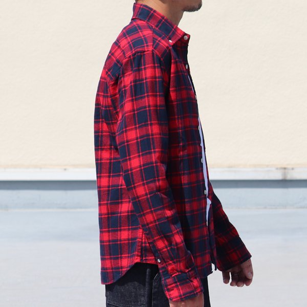 画像5: 【RE PRICE / 価格改定】コットンフランネルチェック ワイドスプレッドボタンダウン長袖シャツ【MADE IN JAPAN】『日本製』 / Upscape Audience