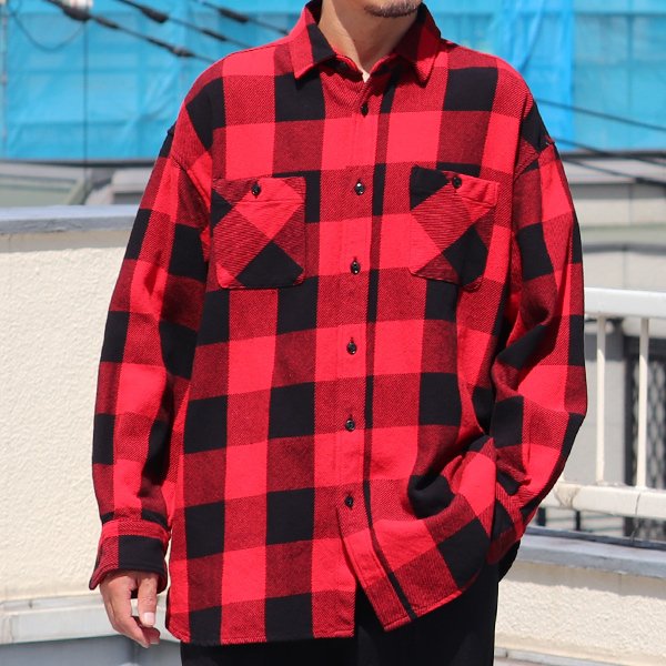 画像15: 10/2ヘビーツイル ヴィンテージチェック レギュラーカラー ボクシーAライン 長袖シャツ【MADE IN JAPAN】『日本製』/ Upscape Audience