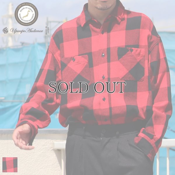 画像1: 10/2ヘビーツイル ヴィンテージチェック レギュラーカラー ボクシーAライン 長袖シャツ【MADE IN JAPAN】『日本製』/ Upscape Audience