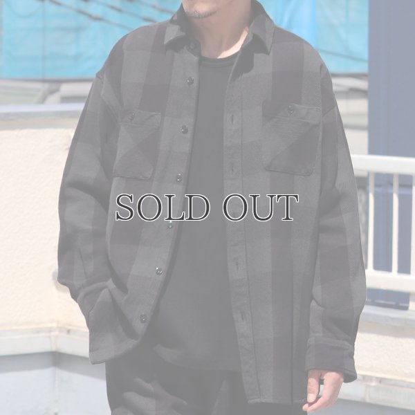 画像6: 10/2ヘビーツイル ヴィンテージチェック レギュラーカラー ボクシーAライン 長袖シャツ【MADE IN JAPAN】『日本製』/ Upscape Audience