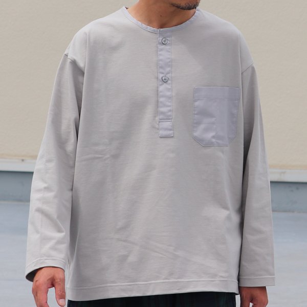 画像22: VORTEX 8オンス (MVS天竺) 布帛ミックス スリーピング ヘンリーネック 長袖 Tシャツ【MADE IN JAPAN】『日本製』/ Upscape Audience