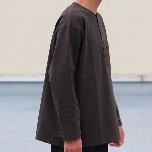 画像20: VORTEX 8オンス (MVS天竺) 布帛ミックス スリーピング ヘンリーネック 長袖 Tシャツ【MADE IN JAPAN】『日本製』/ Upscape Audience