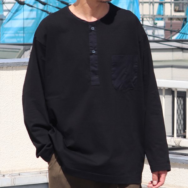 画像11: VORTEX 8オンス (MVS天竺) 布帛ミックス スリーピング ヘンリーネック 長袖 Tシャツ【MADE IN JAPAN】『日本製』/ Upscape Audience
