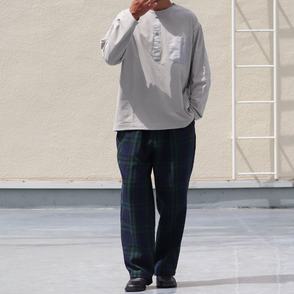 画像25: VORTEX 8オンス (MVS天竺) 布帛ミックス スリーピング ヘンリーネック 長袖 Tシャツ【MADE IN JAPAN】『日本製』/ Upscape Audience