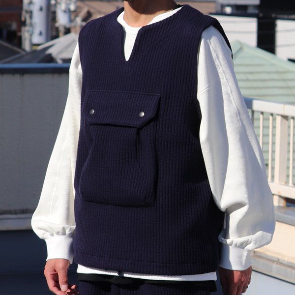 画像9: 「尾州」コットンキルト ビックポケット キーネックベスト【MADE IN JAPAN】『日本製』 / Upscape Audience