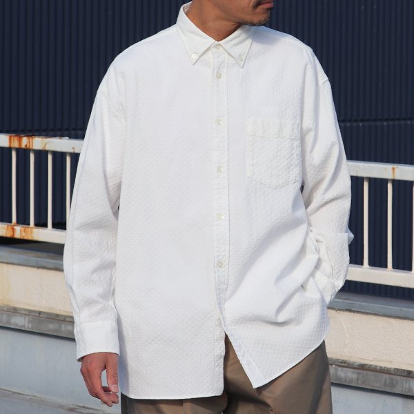 画像3: レノクロス(からみ織)ボタンダウン ボクシーAライン 長袖シャツ【MADE IN JAPAN】『日本製』/ Upscape Audience