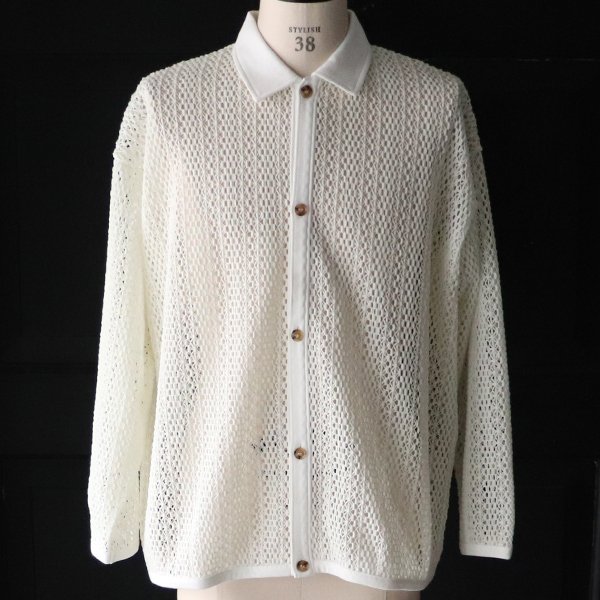 画像9: ハンドクロシェライク ラッセルレース ポロ 長袖 カーディガン 【MADE IN JAPAN】『日本製』【送料無料】/ Upscape Audience