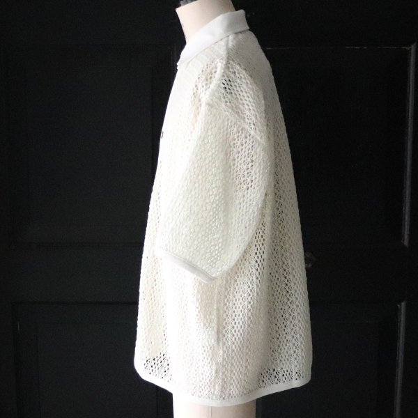 画像7: ハンドクロシェライク ラッセルレース ポロ ハーフスリーブ カーディガン 【MADE IN JAPAN】『日本製』【送料無料】/ Upscape Audience