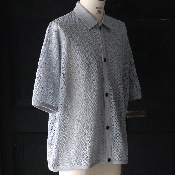 画像16: ハンドクロシェライク ラッセルレース ポロ ハーフスリーブ カーディガン 【MADE IN JAPAN】『日本製』【送料無料】/ Upscape Audience