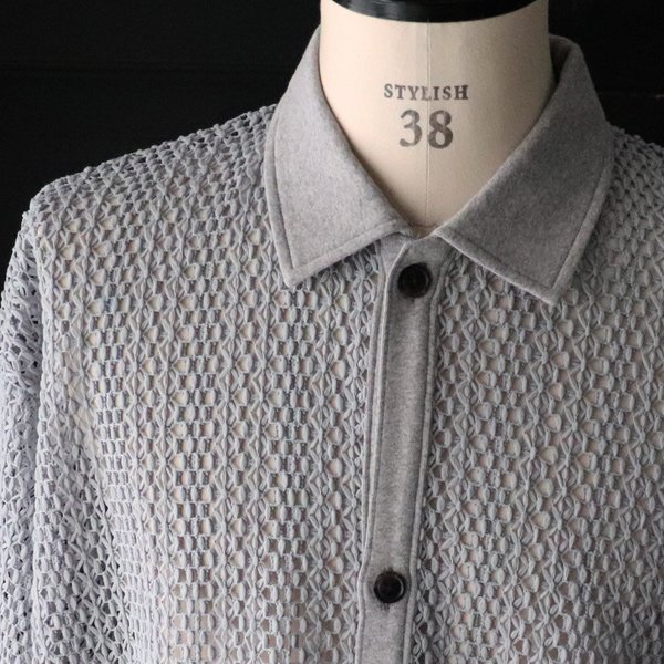 画像17: ハンドクロシェライク ラッセルレース ポロ ハーフスリーブ カーディガン 【MADE IN JAPAN】『日本製』【送料無料】/ Upscape Audience