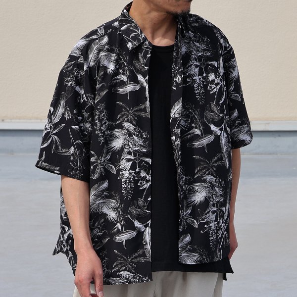 画像10: 「丹後」レーヨンライク ピーチファイユ ネオン&リーフパターン レギュラーカラー ハーフスリーブシャツ【MADE IN JAPAN】『日本製』/ Upscape Audience