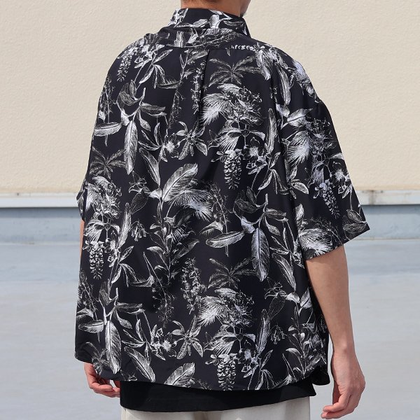 画像12: 「丹後」レーヨンライク ピーチファイユ ネオン&リーフパターン レギュラーカラー ハーフスリーブシャツ【MADE IN JAPAN】『日本製』/ Upscape Audience