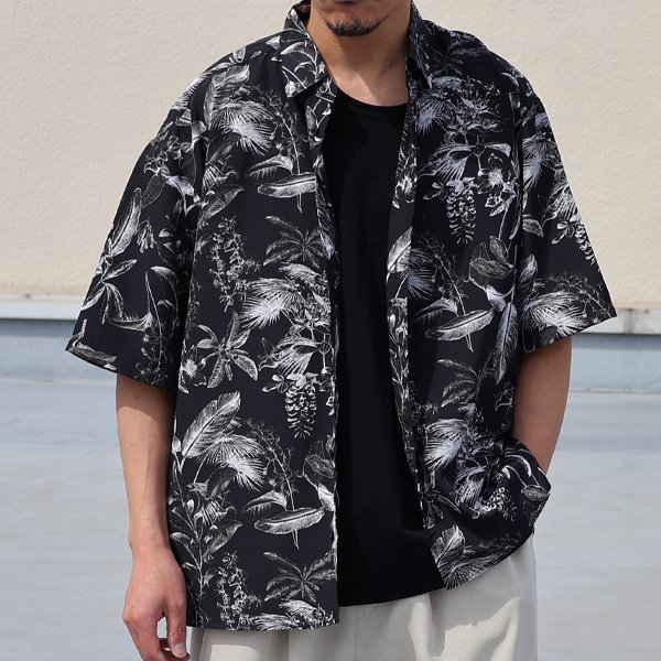 画像11: 「丹後」レーヨンライク ピーチファイユ ネオン&リーフパターン レギュラーカラー ハーフスリーブシャツ【MADE IN JAPAN】『日本製』/ Upscape Audience