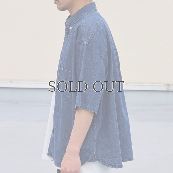 画像4: 「備後」 7オンス ムラデニム 釦ダウン ボク シーAライン ハーフスリーブシャツ【MADE IN JAPAN】『日本製』/ Upscape Audience