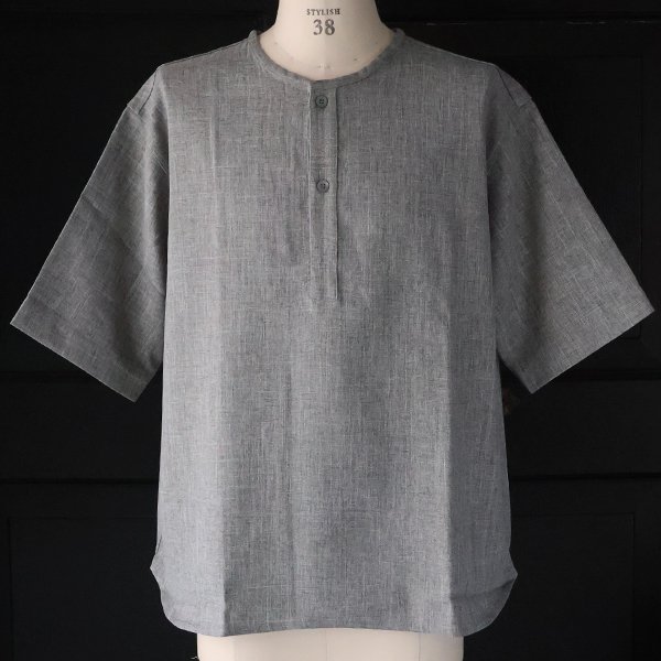 画像6: Naturemier™️(ナチュレミア)TECH リネンライク メランジクロス クルーネック スリーピング ハーフスリーブシャツ【MADE IN JAPAN】『日本製』/ Upscape Audience