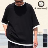 「丹後」度詰天竺 (6オンス) フェイクレイヤード クルーネック ハーフスリーブ Tシャツ【MADE IN JAPAN】『日本製』/ Upscape Audience