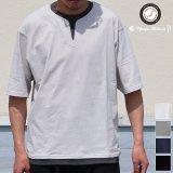 「丹後」度詰天竺 (6オンス) フェイクレイヤード キーネック ハーフスリーブ Tシャツ【MADE IN JAPAN】『日本製』/ Upscape Audience