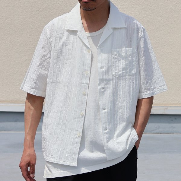 画像4: レノクロス（からみ織）オープンカラー ハーフスリーブシャツ【MADE IN JAPAN】『日本製』/ Upscape Audience