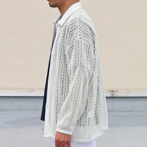 画像5: ハンドクロシェライク ラッセルレース ポロ 長袖 カーディガン 【MADE IN JAPAN】『日本製』【送料無料】/ Upscape Audience