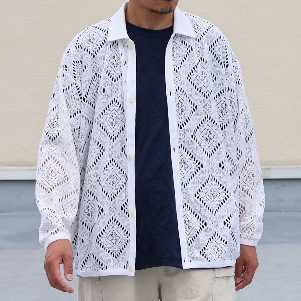 画像4: MILPA® (ミルパ)テック スカラレース ポロ 長袖カーディガン【MADE IN JAPAN】『日本製』/ Upscape Audience